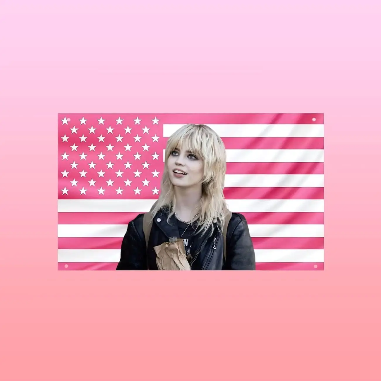 Natalie Scatorccio Pink USA Flag, Yellowjackets Wall Art, Sophie Thatcher Frat Decor