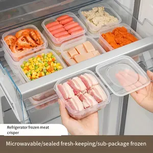 5/10 Piece Set: Quick-Frozen Meat and Vegetable Storage Containers - BPA-Free Food-Grade Plastic, Fresh-Keeping Meal Prep Refrigerator Storage Boxes | Stackable Design | Durable material, perfect storage tool!