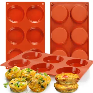 Silicone Egg Molds for Oven Baking, 3 Pcs 6-Cavity Silicone Egg Bite Molds for Breakfast Sandwiches, Non-Stick 3" Muffin Top Pans/Whoopie Pie Pan
