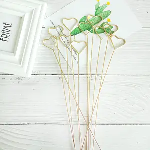 Card Holder Sticks- Metal, Heart Shape-Pack of 10