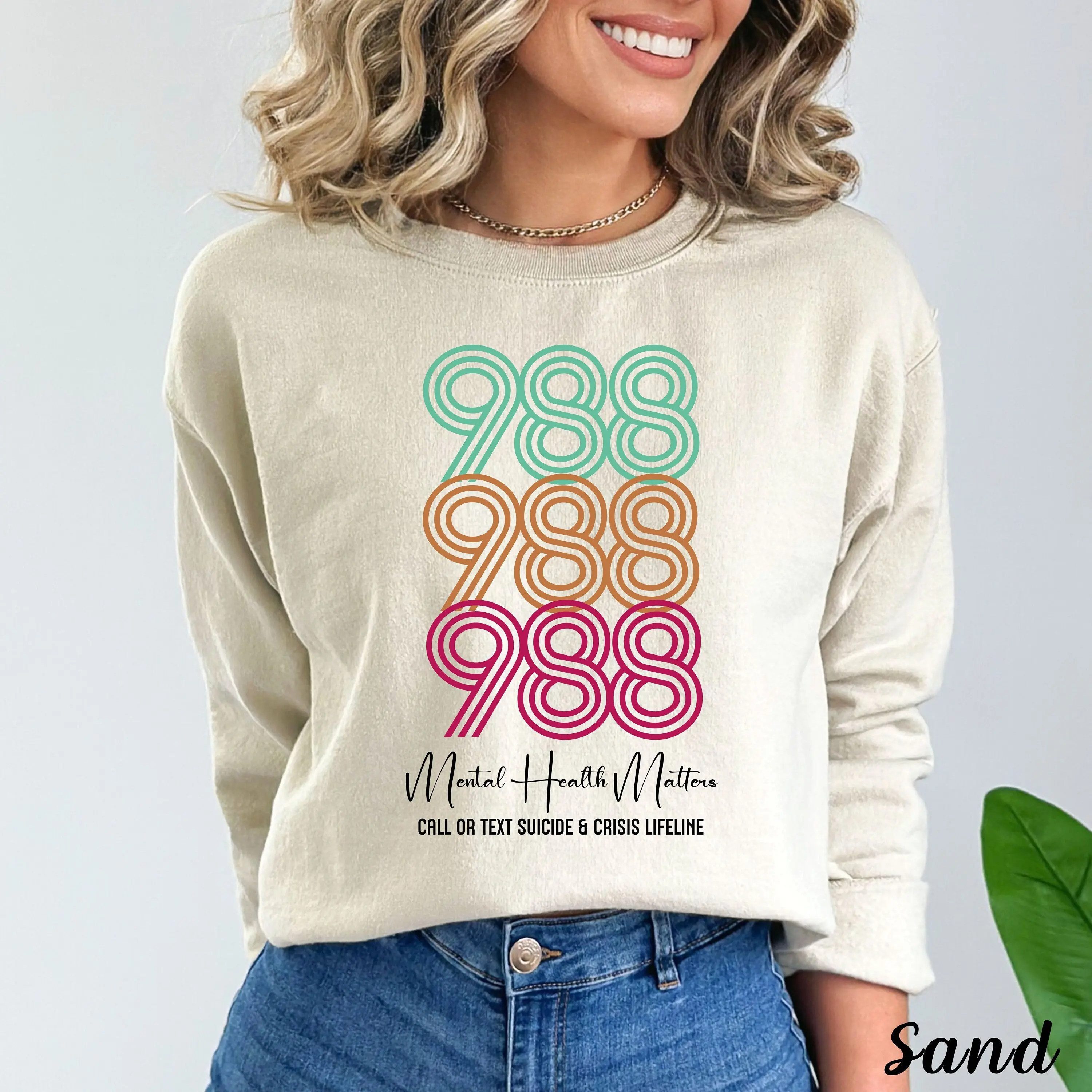 988 Sweatshirt For Women Mental Health Matter Shirt Suicide Awareness Tees 988 Hoodie Depression Tees For Her Therapy Crewneck For Counselor TT03