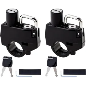 2 Pack Motorcycle Helmet Lock, Helmet Holder Hook for 7/8" 22mm Handlebar, Anti Theft Security Lock for Motorbike Bike Frame Tube Bumper Luggage Rack (Keyed Alike)