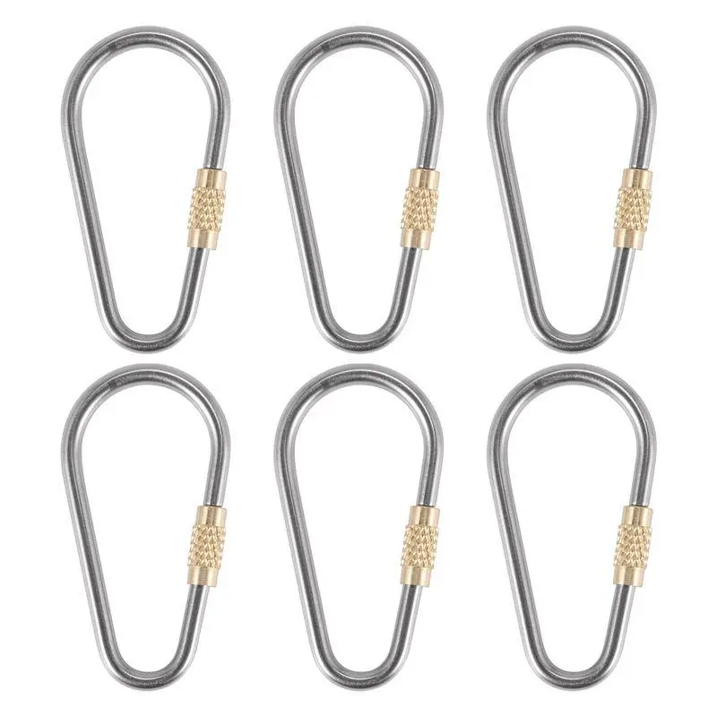 6PCS Mini Titanium Locking Carabiner,Small Lightweight Sturdy D-Ring Keychain Clip for Indoor Outdoor Backpack Climbing