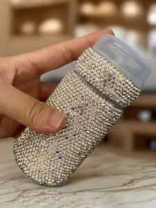 Travel Essential Makeup Remover Water, Refreshing Skin Toner, Rhinestone Press Pump Bottle, Compact Bag Friendly, Lazy Person's Blessing