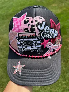 Black & Pink Jeep Trucker Hat