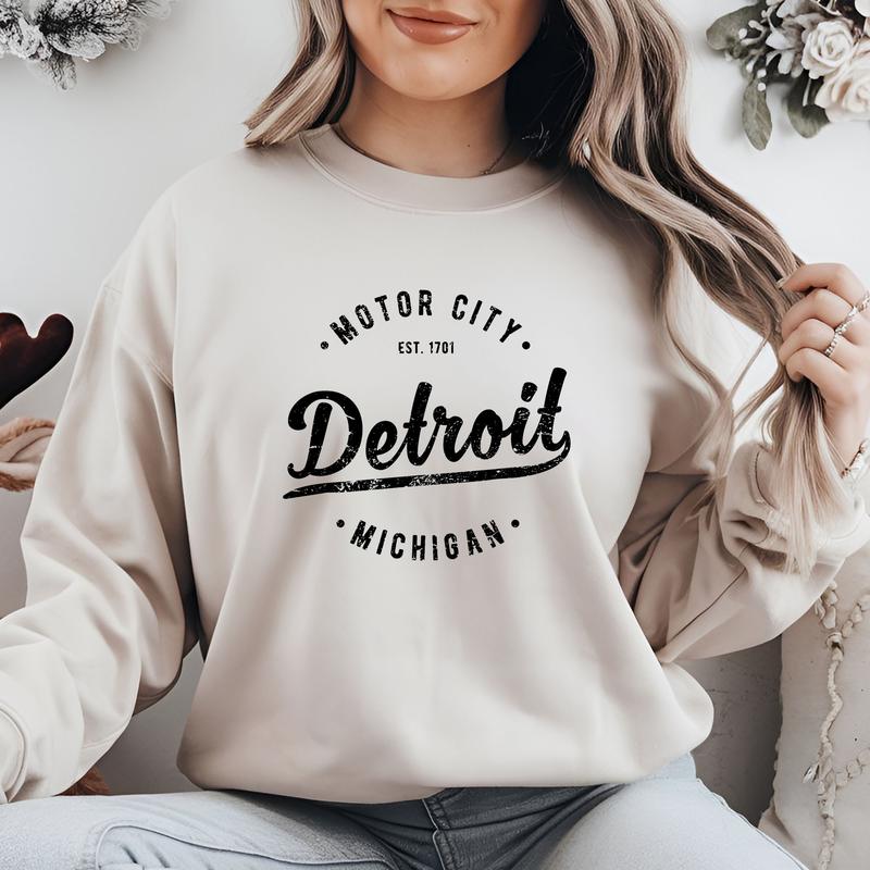 Detroit Michigan Sweater, Motor City Shirt, Detroit Sweatshirt, Michigan Hoodie, Michigan State Gift, Detroit Gift, Detroit Shirt, Detroit MI Shirt, MI Crewneck, Gift For Women, Men