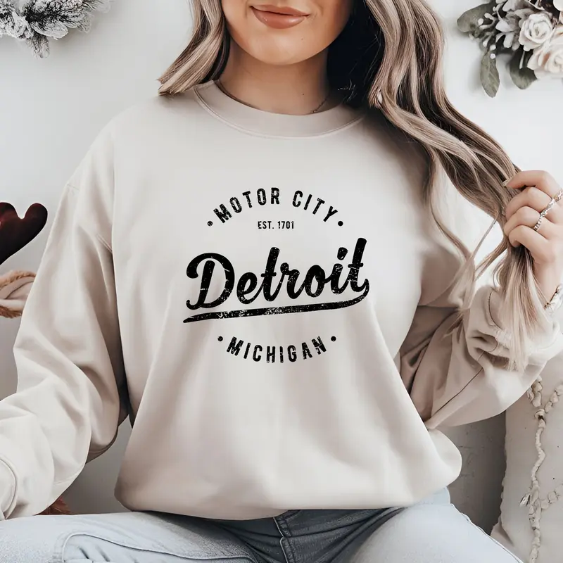 Detroit Michigan Sweater, Motor City Shirt, Detroit Sweatshirt, Michigan Hoodie, Michigan State Gift, Detroit Gift, Detroit Shirt, Detroit MI Shirt, MI Crewneck, Gift For Women, Men