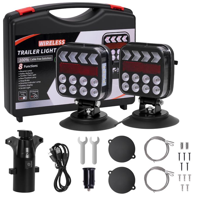YCHOW-TECH Wireless Trailer Light Kit - 110° Rotatable Magnetic Auxiliary, USB-C Charging, Updated Ceramic Base LEDs, IP67 Waterproof, for Truck, RV, Led Car Lights, Vehicle Accessories, Magnetic Auxiliary Light