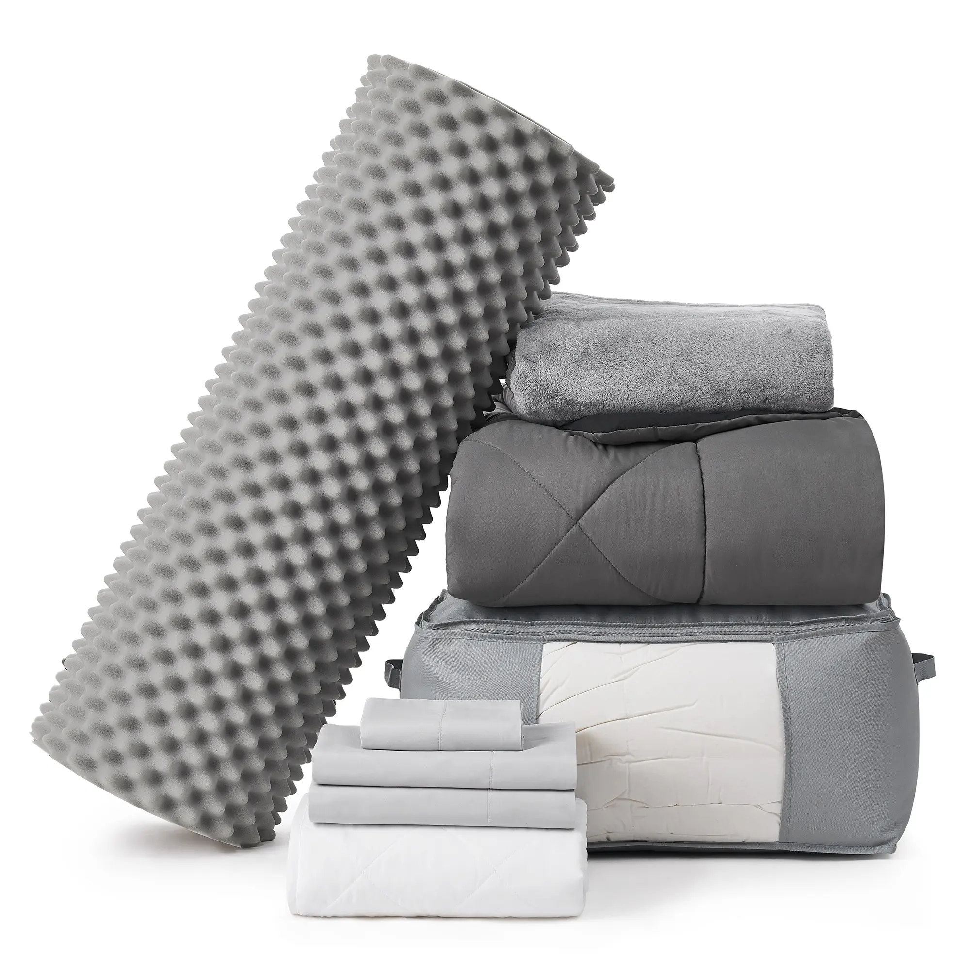 Basic Necessities - Twin XL College Bedding Package - Granite Gray/Black Color Set