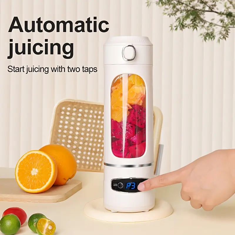 1200mah Portable Juicer with LED Display USB Rechargeable Handheld Juice Blender Party Gifts 22000 RPM Self-Cleaning BPA-Free for Smoothies and Juices with Ice Crush Function Cup Juicer Blender for Smoothies Maker Perfect Party Favor & Holiday Present