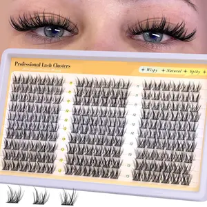 180 Cluster Eyelashes, Wispy Lash Clusters, Natural Look D Curl, Short Individual Lashes, Mixed Lengths 11-13mm, Fluffy Human Cotton, Ksa National Day Festival