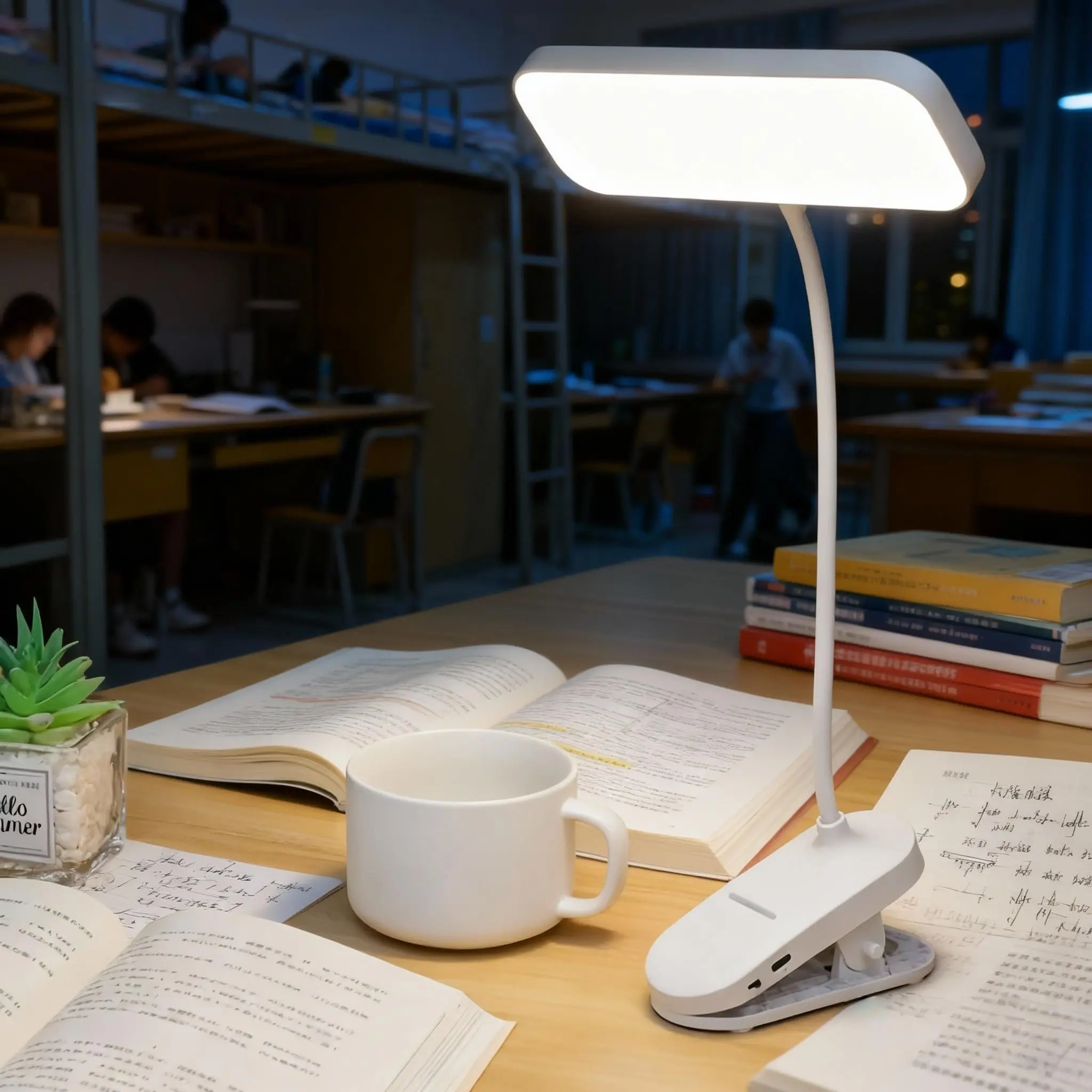 Adjustable Flexible Gooseneck Desk Lamp, Touch Dimmable LED Table Light, Adjustable Lighting, USB Rechargeable, Eye-Care Night Light for Office, Study, Reading, USB Powered Lamp