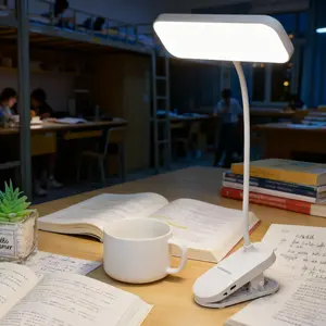 Adjustable Flexible Gooseneck Desk Lamp, Touch Dimmable LED Table Light, Adjustable Lighting, USB Rechargeable, Eye-Care Night Light for Office, Study, Reading