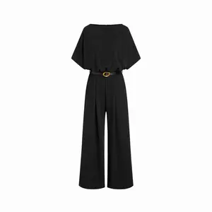 Cider Boat Neck Batwing Sleeve High Rise Wide Leg Jumpsuit With Belt SwimWeek