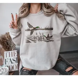 Retro Mallard Ducks Fall Sweatshirt, 90s Waterfowl Duck Outfit, Vintage Duck Shirt, Animal Lover Shirt, Vintage Fall Hoodie, Cute Fall Shirt