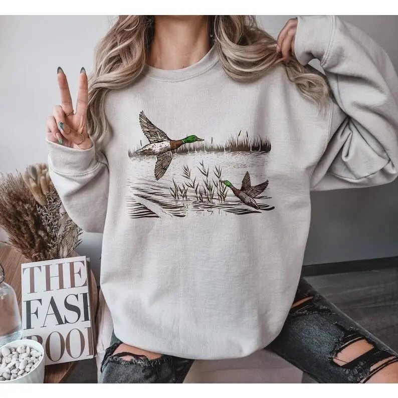 Retro Mallard Ducks Fall Sweatshirt, 90s Waterfowl Duck Outfit, Vintage Duck Shirt, Animal Lover Shirt, Vintage Fall Hoodie, Cute Fall Shirt