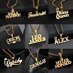 Custom Names Pendant Necklace Stainless Steel Personalized Gold Silver Jewelry