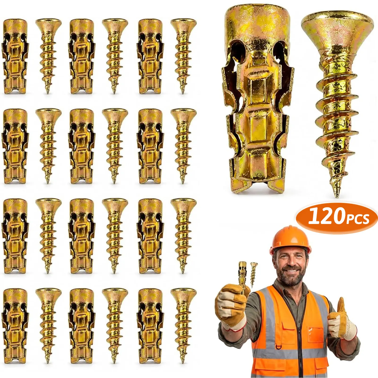 120PCS Self Drilling Drywall Anchor Screws, Tools & Hardware Fasteners - Secure Mounting Hooks for Home Projects & Workshop Use, Anchor Screw