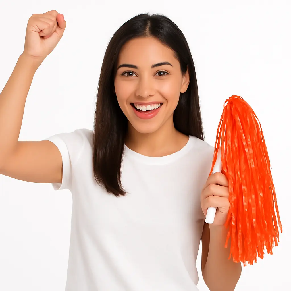 Vibrant Orange Team Spirit Pom-Poms - 2 Pack