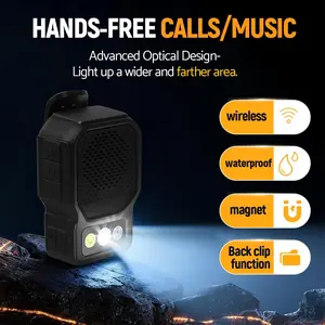Wearable Wireless Speaker with EDC Flashlight,Clip-On Mini Speaker,3 Lighting Solutions,Built-in Mic - Portable Hands-Free Audio & Light for Jobsite,Hiking,Camping, Emergency