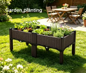 4 Pack Combined Raised Garden Bed, Large Modular Elevated Planter Box with Legs, Weather Resistant Planter for Patio Backyard