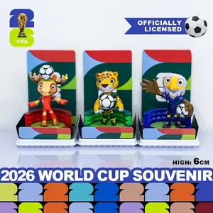 2026 FIFA World Cup Mascot 3Pcs Mini Figures Maple Zayu Clutch 6cm Sports Collectible Ornament Canada Mexico USA Host Game Mascot Doll Set Football Themed Desktop Decor Genuine Goods