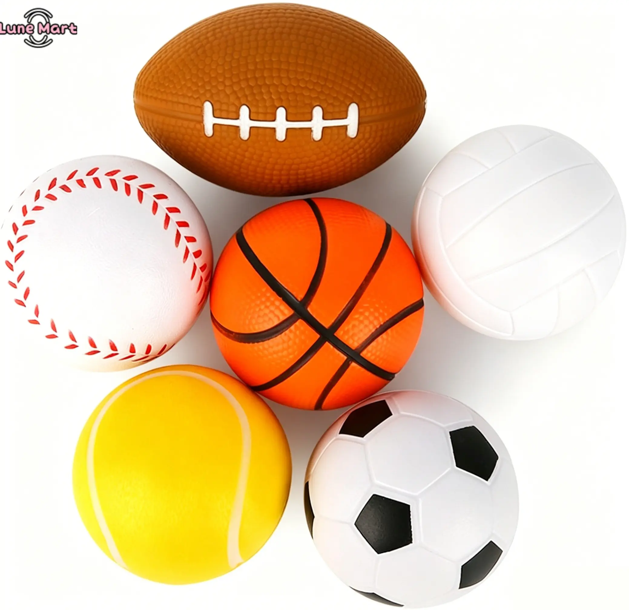 2.5-Inch Squishy Foam Ball Keychains (6/12 Pack) - Assorted Sports Themed (Volleyball, Soccer, Tennis, Baseball) Fuzzy Balls Keychains for Kids, Party Favors, Stress Relief Toys, Unisex Fun & Relaxation Tools
