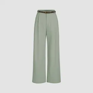 Cider [4 colors, size XXS Petite-XL Petite] Petite Linen-blend Mid Rise Solid Wide Leg Trousers With Belt