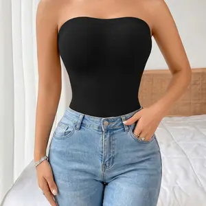 Women's Seamless Short-Sleeve Shapewear Bodysuit High-Elastic Tummy Control Waist Slimmer for Hourglass Silhouette Backless with Bra Cup