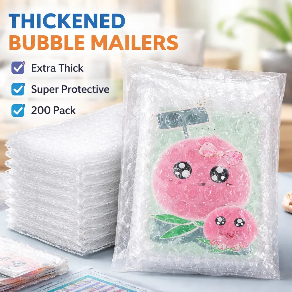 200 Pack Bubble Pouches 4"x 6" – Double-Walled Cushioning Packaging Bags with Thickening Shockproof Foam Protection for Moving, Shipping, and Storage – Self-Sealing Bubble Mailers for Small Items, Jewelry, Electronics, and Fragile Goods