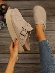 Women's Fashion Slip-On Sandals with Buckle Decor, Comfortable Thick Sole Casual Shoes, Perfect for Daily Wear & Commuting, Clogs Shoes