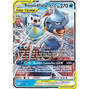Pokemon TCG Blastoise & Piplup GX Cosmic Eclipse Near Mint Trading Card Single
