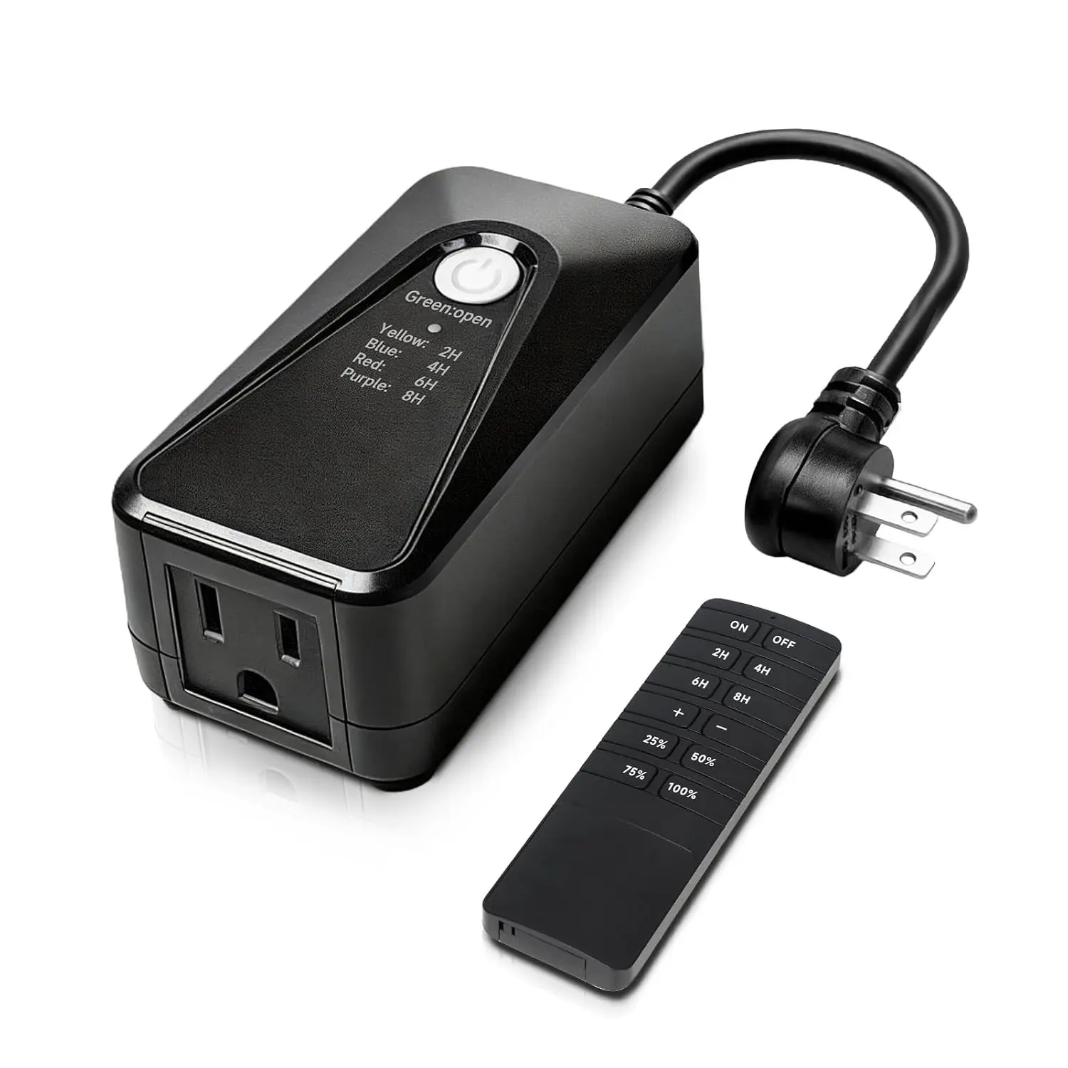 Outdoor Dimmer for String Lights,Plug-in Dimmer Switch 100FT Remote Control | Timer (2H/4H/6H/8H),Waterproof Light Dimmer for Outdoor & Indoor Use,Compatible with Dimmable LED/Tungsten/Patio Lights