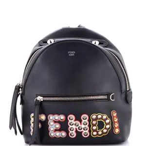 Pre-owned FENDI Leather Backpacks By The Way Backpack Logo Studded Mini by Rebag