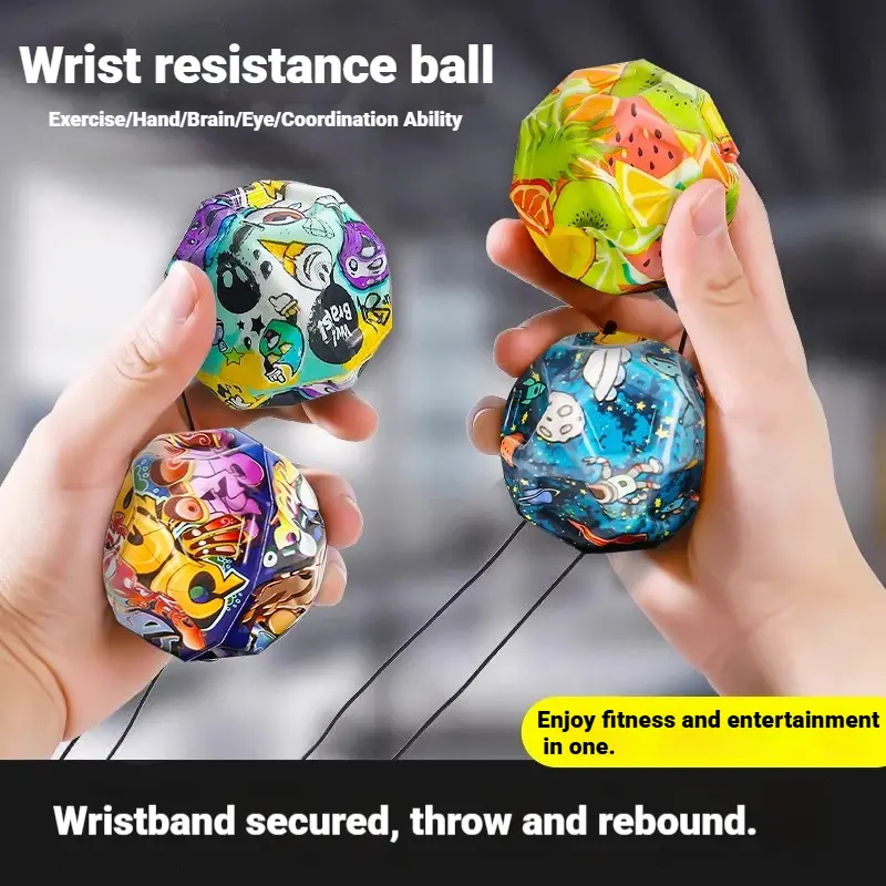 Kids Wristband Bouncy Ball with Elastic String - Soft Rubber Rebound Ball for Indoor/Outdoor Play, Stress Relief Parent-Child Interactive Toy