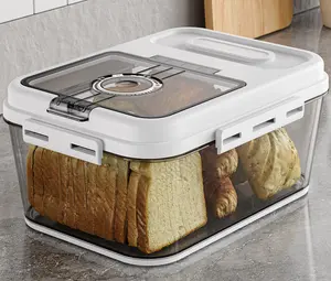 Bread Box, Kitchen Countertop Bread Storage, Airtight Bread Container, White Bread Holder, Time Recording Bread Keeper, Homemade Bread Storage, Toast Storage Box, Cookie Storage Container, Modern Bread Box, Fresh Bread Keeper.