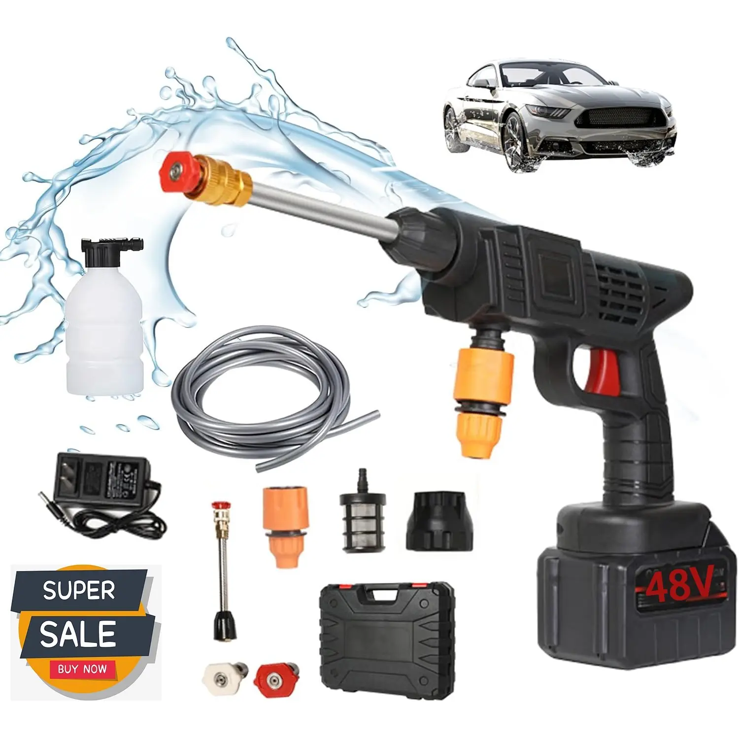Power Stream Pressure Washer Cordless with Innovative Progressive Pressure System Dual-Motor Power 24V 10m Spray Distance for Effortless Cleaning