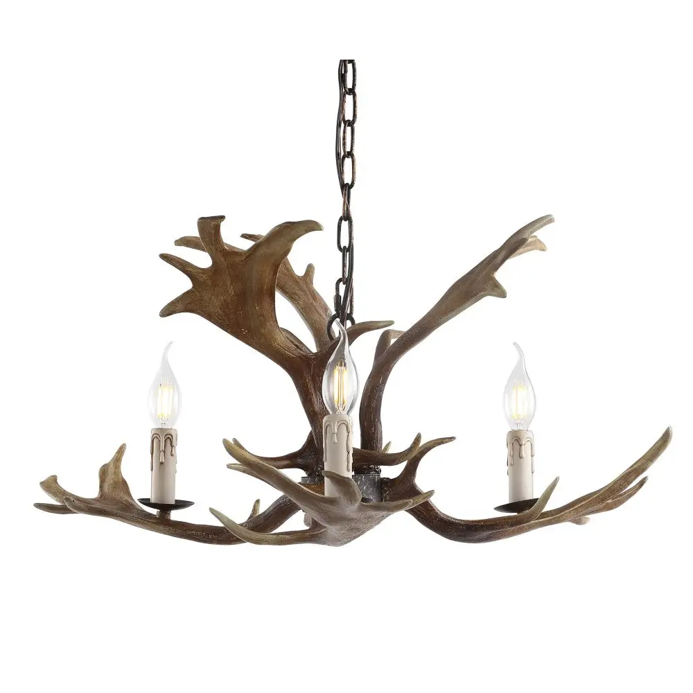 Eldora Rustic Resin Antler Chandelier with Adjustable LED Lighting