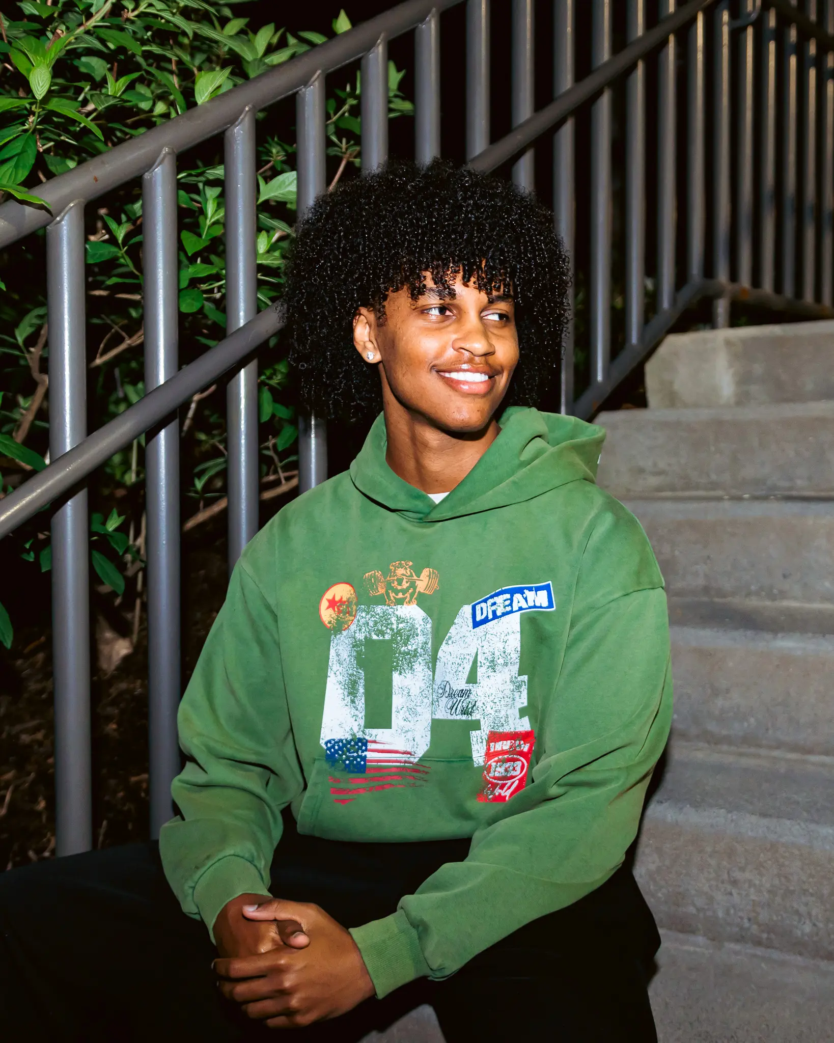 DreamWrld Green Graphic Hoodie with Unique Design