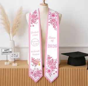 Custom Your Design Text Logo Graduation Stole, Personalized Graduation Print Sash with Name, Class of 2026 Nursing Stole, First Generation