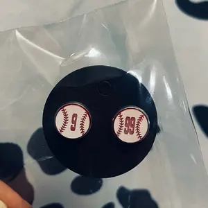Baseball or softball acrylic stud earrings