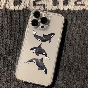 Phone Case: 1 Orca Pattern Transparent Space Anti-Drop Phone Case, Compatible with iPhone 17/17 Air/17 Pro/17 Pro Max/16/15/14/13/12/11/XS/XR/X/7/8/12/13 Mini/Plus/Pro/Max/SE Series, Perfect Gift