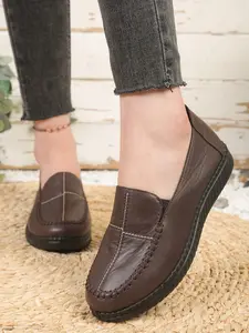 Women's Slip-On Lazy Shoes, Soft Sole Genuine Leather Loafers, Spring & Fall Commuter Single Shoe, Comfortable Casual Mom Shoes, Walking Shoes, Daily Wear Shoes