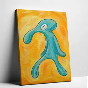 Bold and Brash Squidward Canvas Wall Art - Iconic SpongeBob Meme Poster - Funny Abstract Decor for Dorm, Bedroom & Office