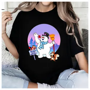 Delivered after Christmas-Unisex Frosty Snowman Vintage Christmas T-Shirt - 100% Cotton Trendy Funny Cute Holiday Tee, Festive Winter Casual Wear