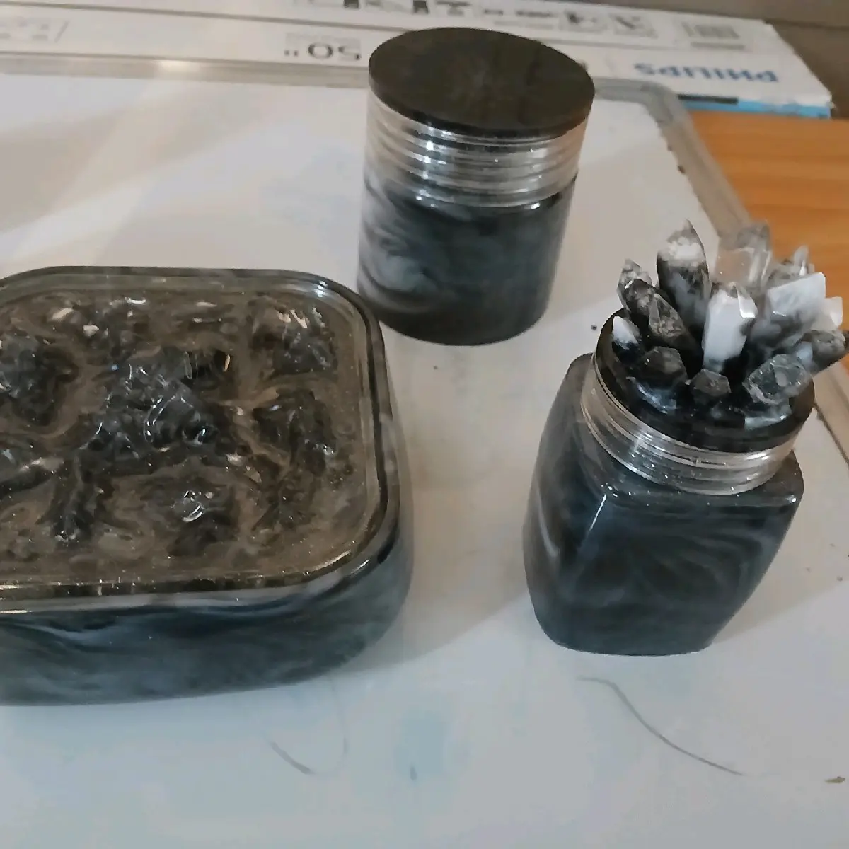 Black Sparkle Resin Jewelry Holders  - Organiser