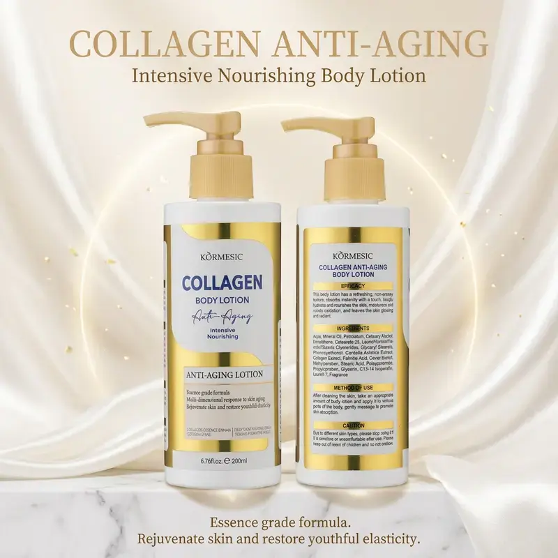 【BUY 1 GET 2 FREE】3 Bottles KORMESIC Collagen Body Lotion (200ml) - Ultra Deep Hydrating Moisturizer for Dry Skin, Quick-Absorb, Non-Sticky, Lightweight Daily Body Care Cream for Moisture & Smooth Skin