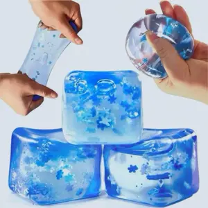 Satisfying Ice Cube Clear Stress Ball Sensory Toy Squishy ASMR Return to Original Shape Slime Texture