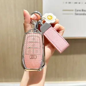 for Toyota - 4 Buttons Soft TPU Protection Case with Keychain for Crown Corolla Cross Grand Highlander Tundra Prius Venza Sequoia Land Cruiser Smart Remote Key Shells