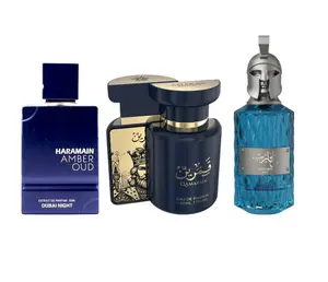 Le Falcone Blue Fragrance Discovery Set - Alcohol Base Fresh Citrus EDP Multi-Pack, Al Haramain Dubai Night, Qamarain for Him, Muharib Hero Men's Eau de Parfum, 3.4 fl oz-100 ml